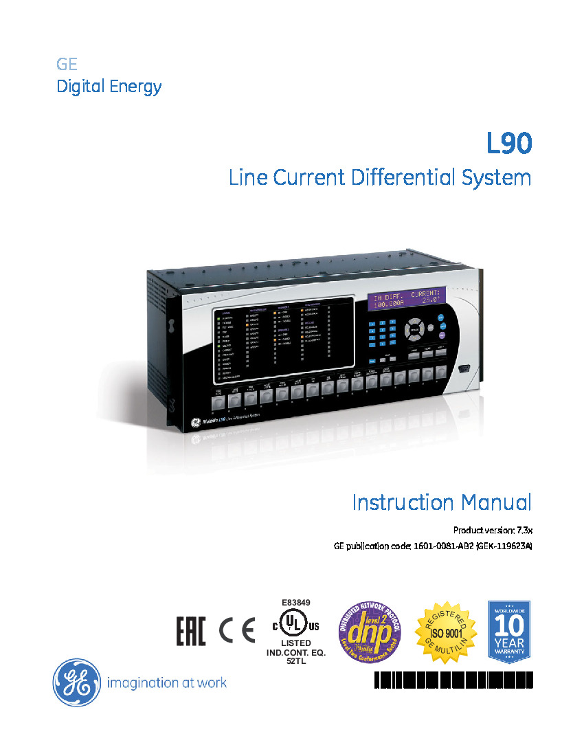 First Page Image of L90-G00-HCH-F8F-H6P-LXX-NXX-SXX-UXX-W7D GE L90 Universal Relays Manual 1601-0081-AB2.pdf